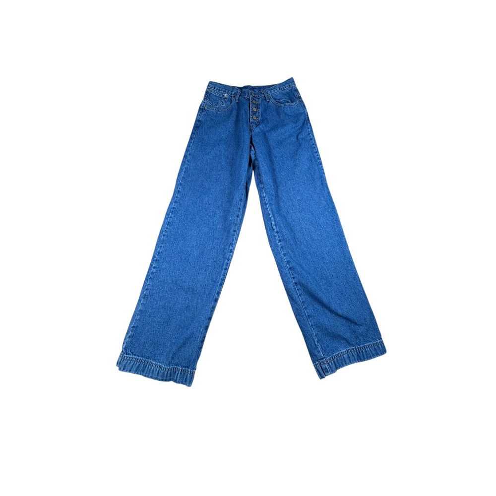LEI Vintage High Waisted Wide Leg Jeans Medium Wash Button Fly Size 9 90s Y2K